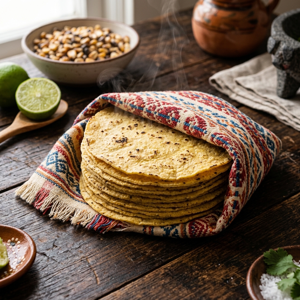 Pila de Tortillas de Maíz Nixtamalizado PROMEXSAS